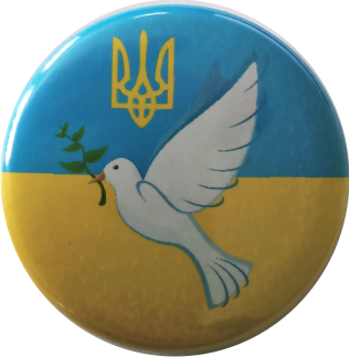 ***Ukraine Flagge Button Friedenstaube